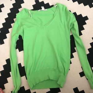 green v neck sweater